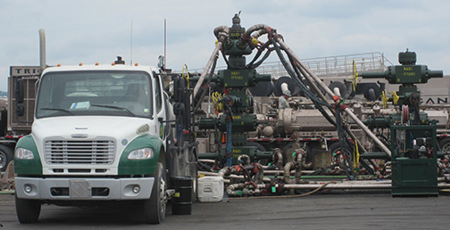 The Anadarko Petroleum Company fracks a natural-gas well near Williamsport, Pennsylvania.